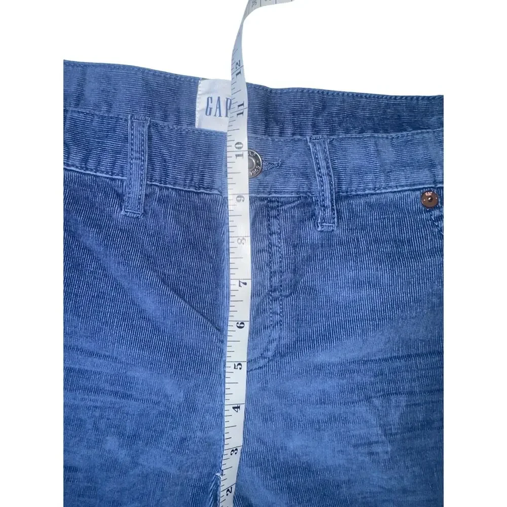 Gap Blue Corduroy Shorts Women’s 16 Frayed Hem Mid Rise Stretch coastal grandma